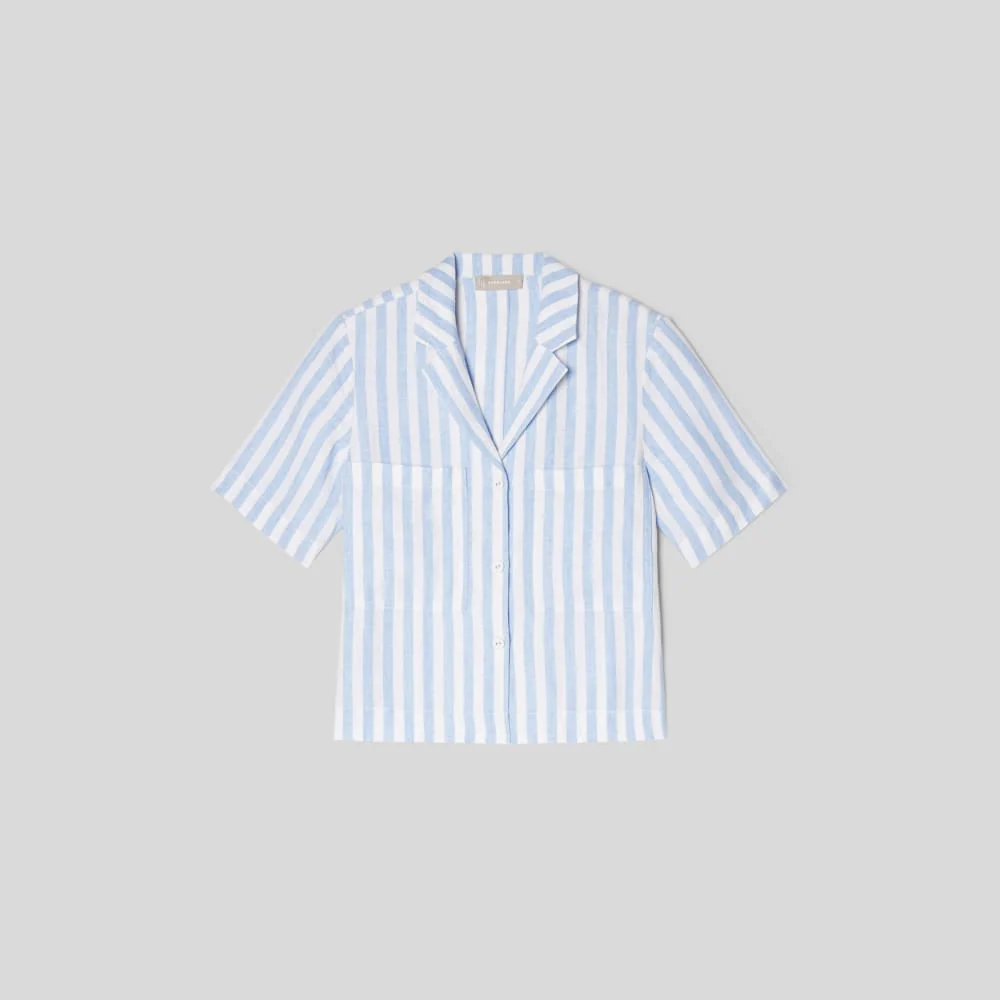 The Linen Workwear Shirt | Blue / White - Image 2