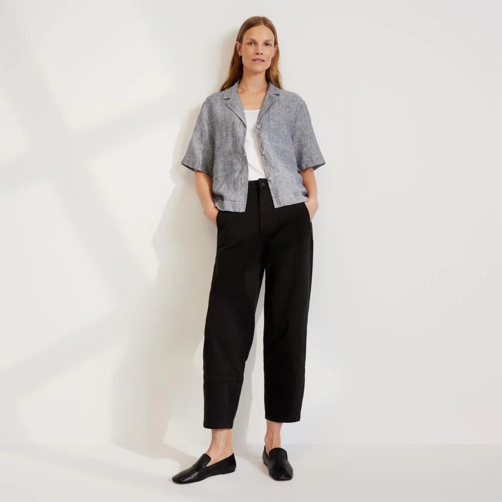 The Linen Workwear Shirt | Canvas Tan / Navy - Image 6