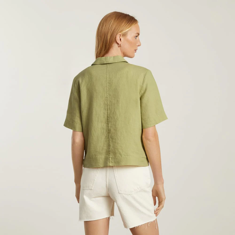 The Linen Workwear Shirt | Leek - Image 6