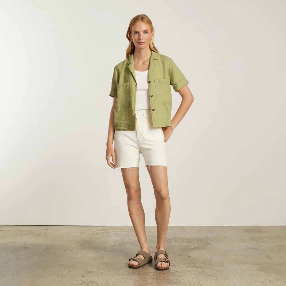 The Linen Workwear Shirt | Leek - Image 8