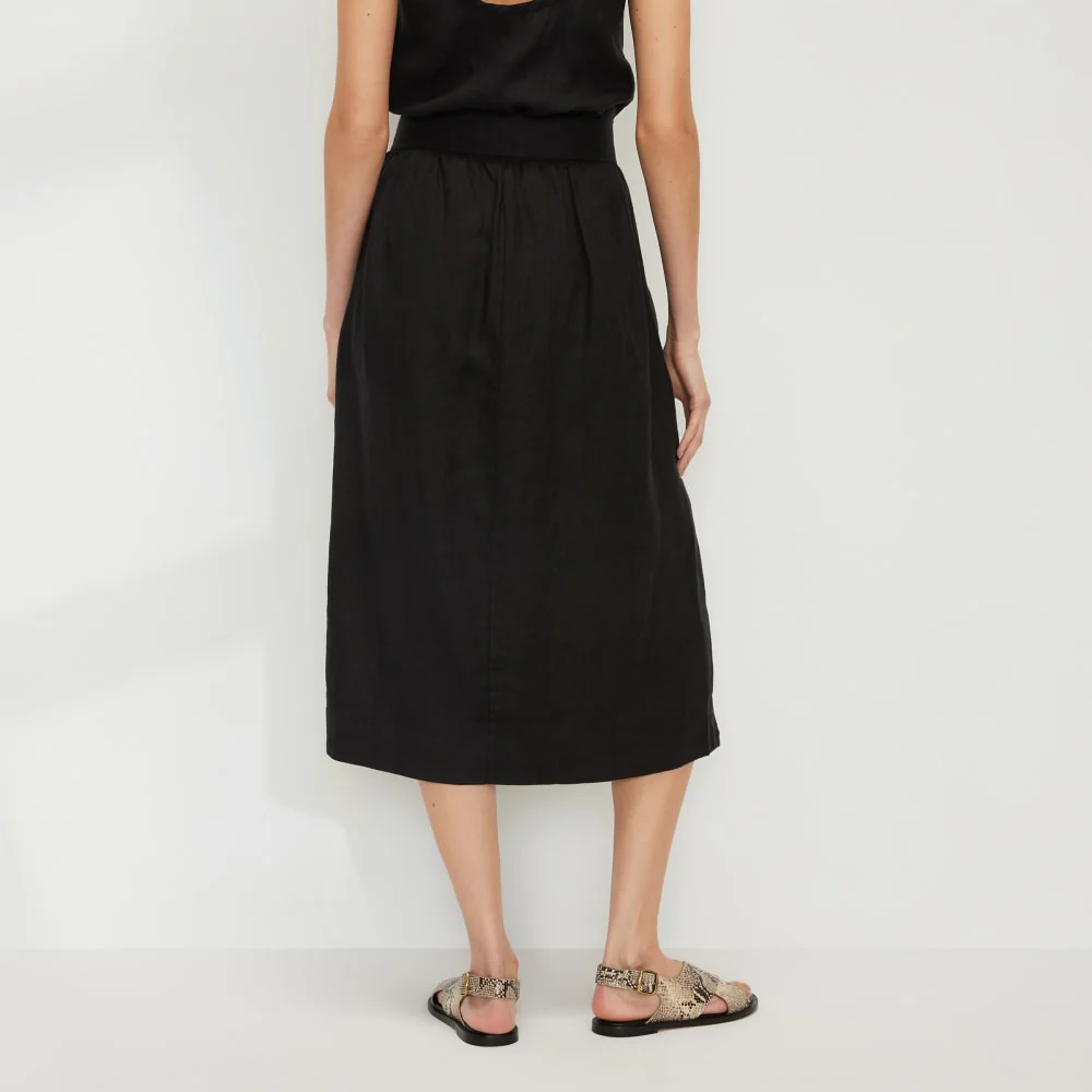 The Linen Wrap Skirt | Black - Image 6