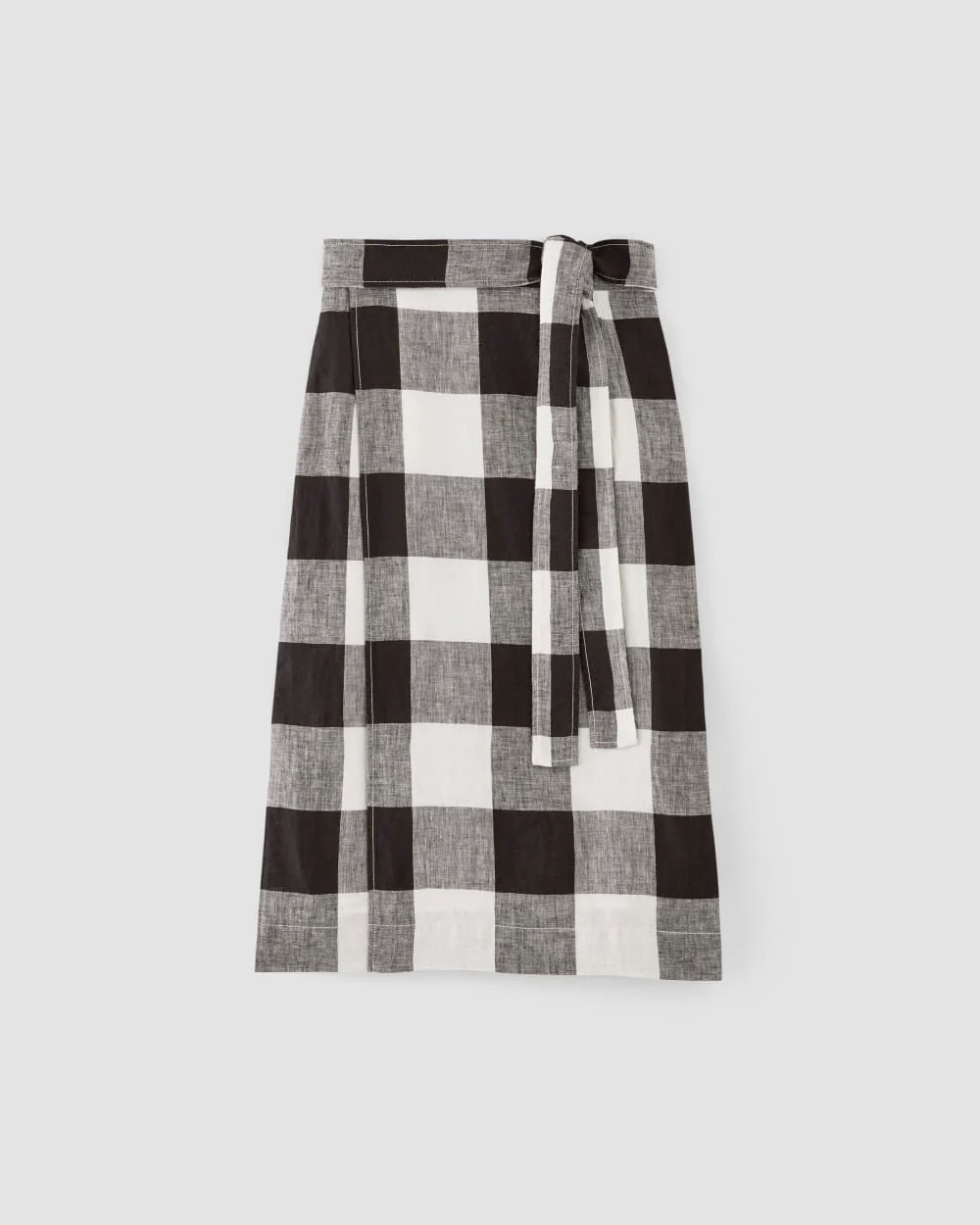 The Linen Wrap Skirt | Bone / Black Check - Image 2