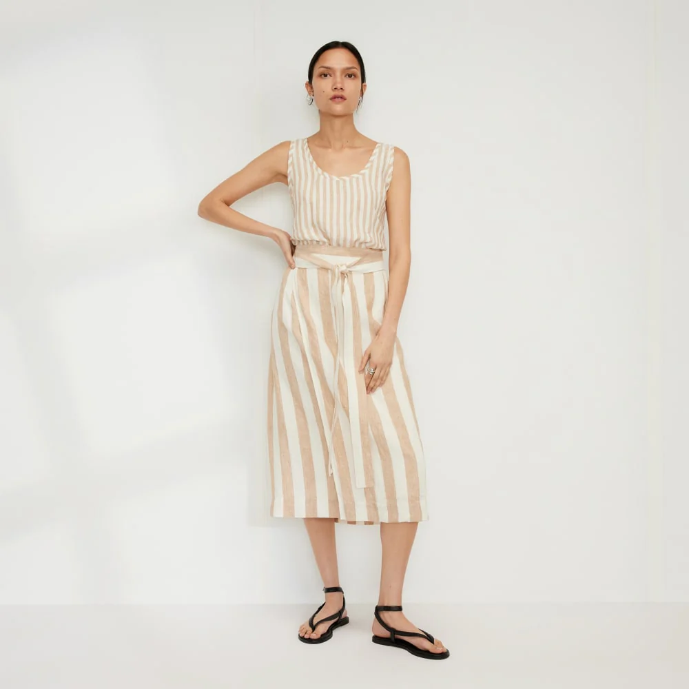 The Linen Wrap Skirt | Bone / Caramel - Image 3