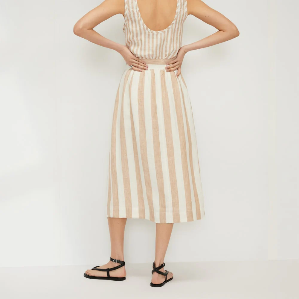 The Linen Wrap Skirt | Bone / Caramel - Image 4