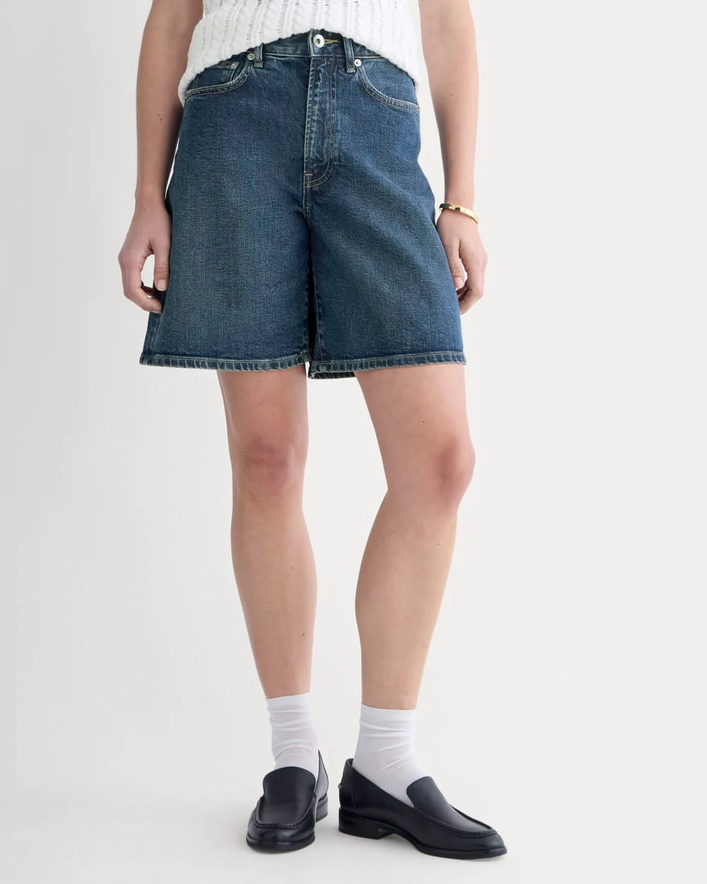 The Long A-Line Denim Short | Dark Indigo - Image 3