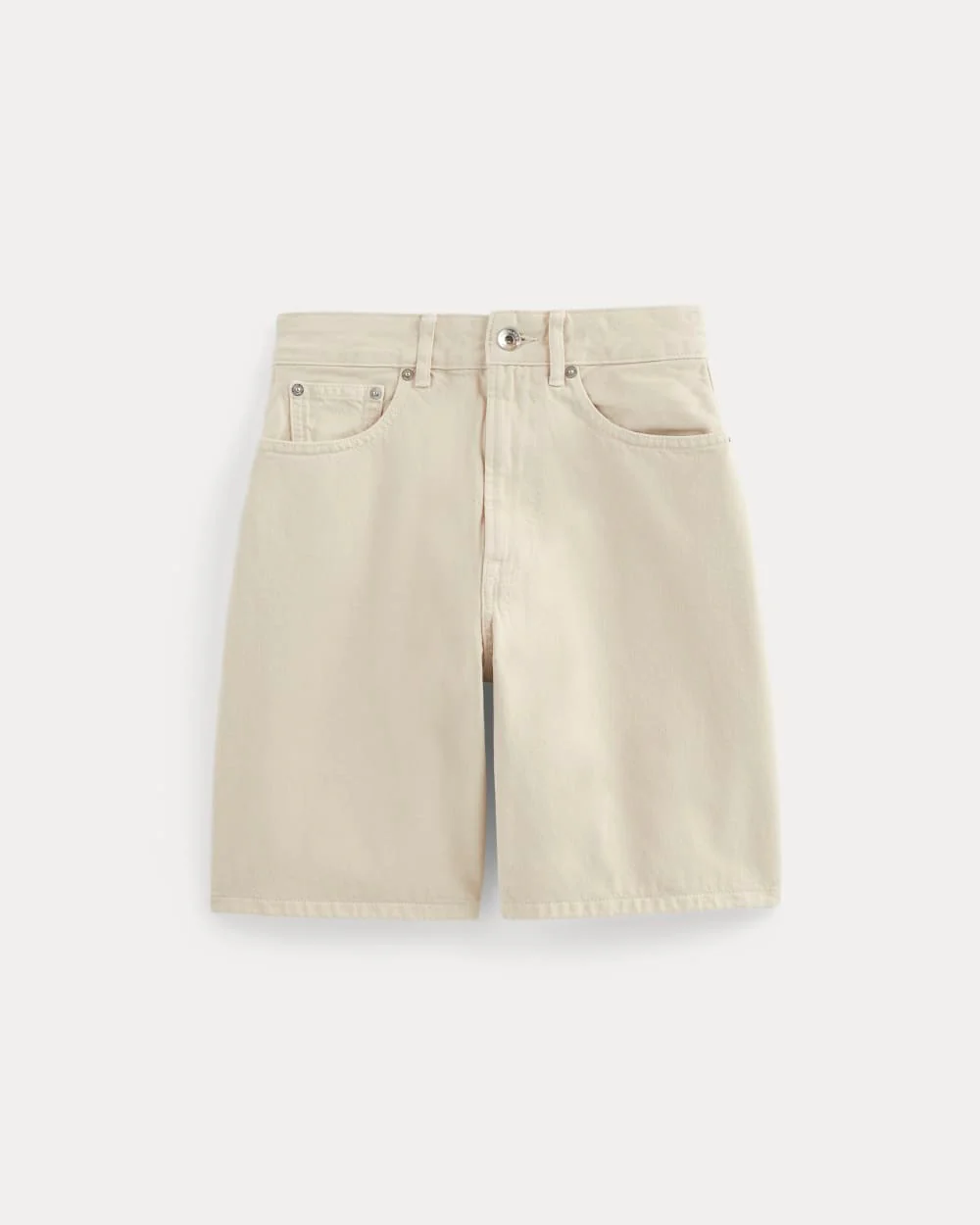 The Long A-Line Denim Short | Garment-Dyed White / Cream - Image 2