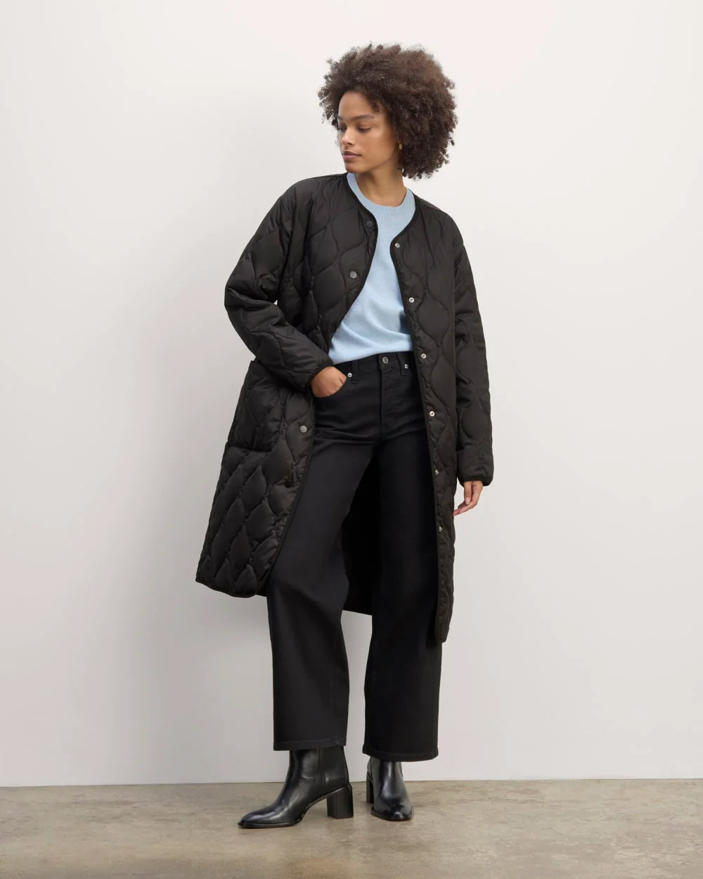 The Long Quilted Liner | Black