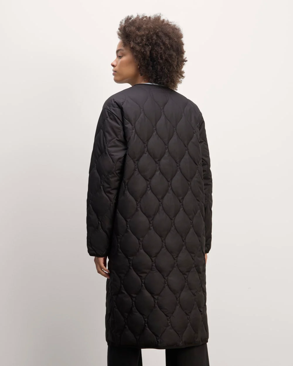 The Long Quilted Liner | Black - Image 6