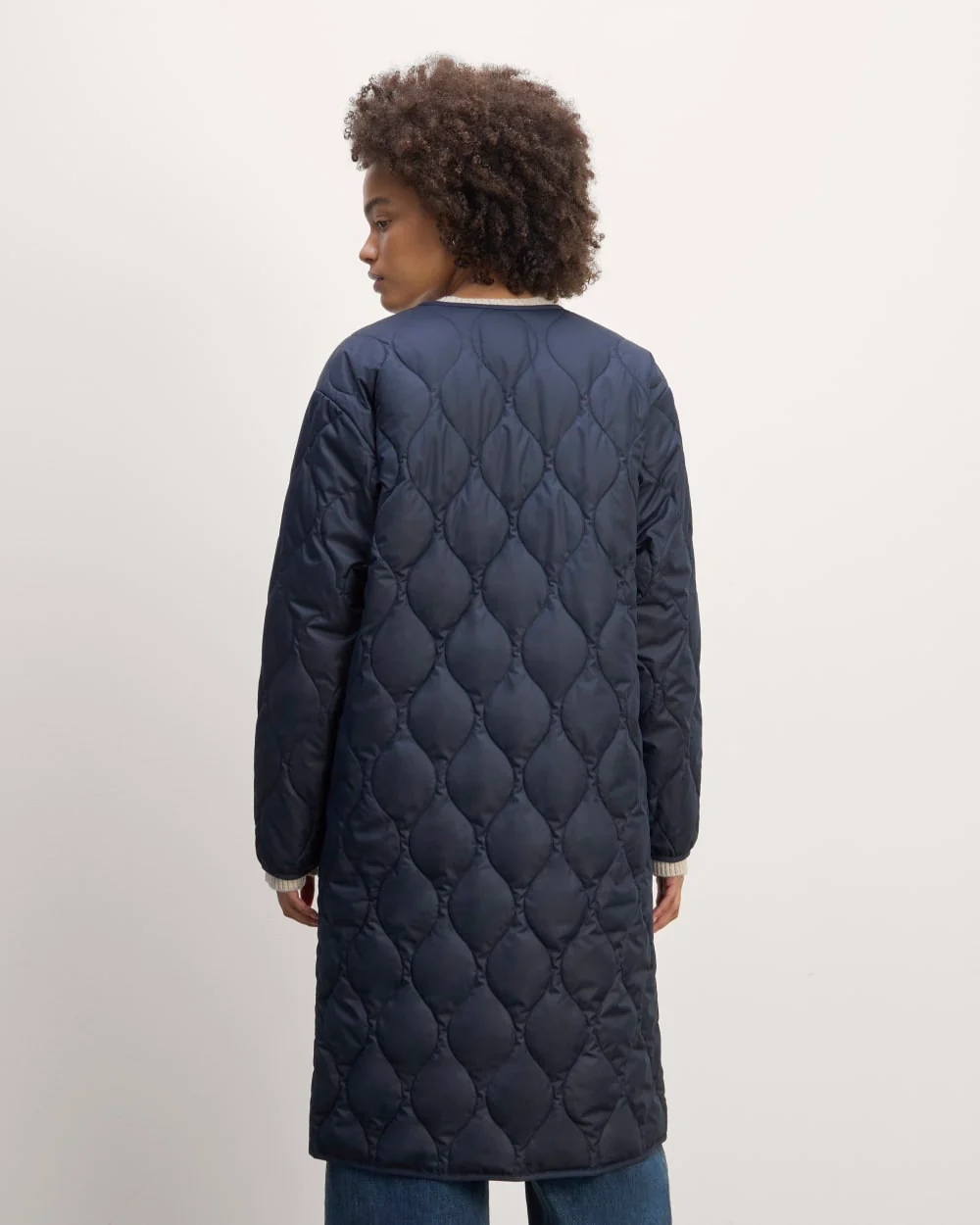 The Long Quilted Liner | Navy - Image 6