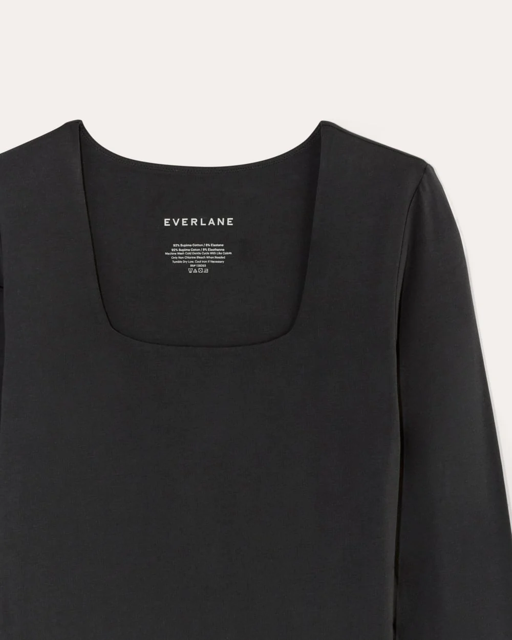 The Long-Sleeve Supima® Square-Neck Bodysuit | Black | Bikini - Image 6