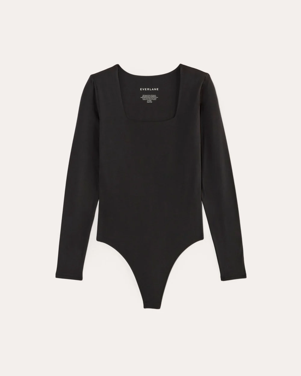 The Long-Sleeve Supima® Square-Neck Bodysuit | Black | Thong - Image 2