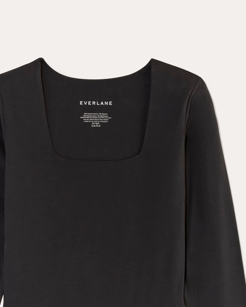 The Long-Sleeve Supima® Square-Neck Bodysuit | Black | Thong - Image 6