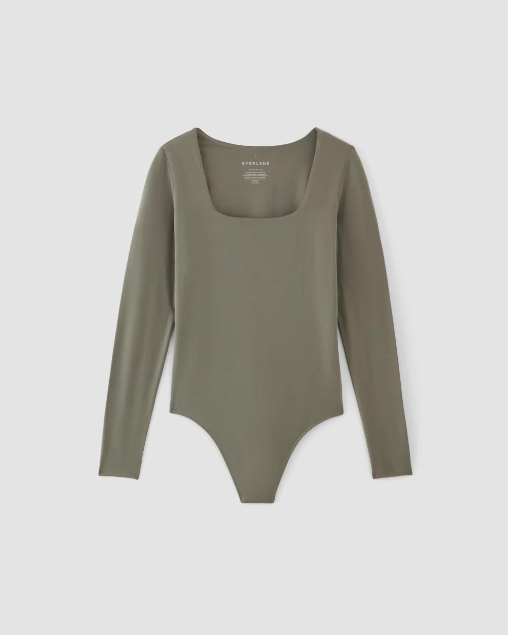The Long-Sleeve Supima® Square-Neck Bodysuit | Dark Sage | Thong - Image 2