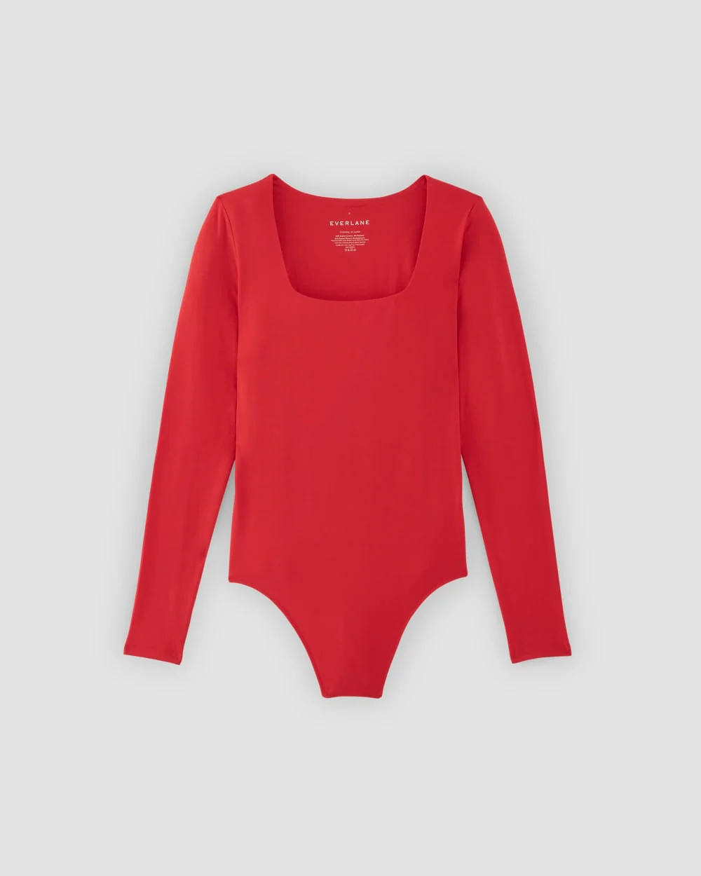The Long-Sleeve Supima® Square-Neck Bodysuit | Goji Berry | Thong - Image 2