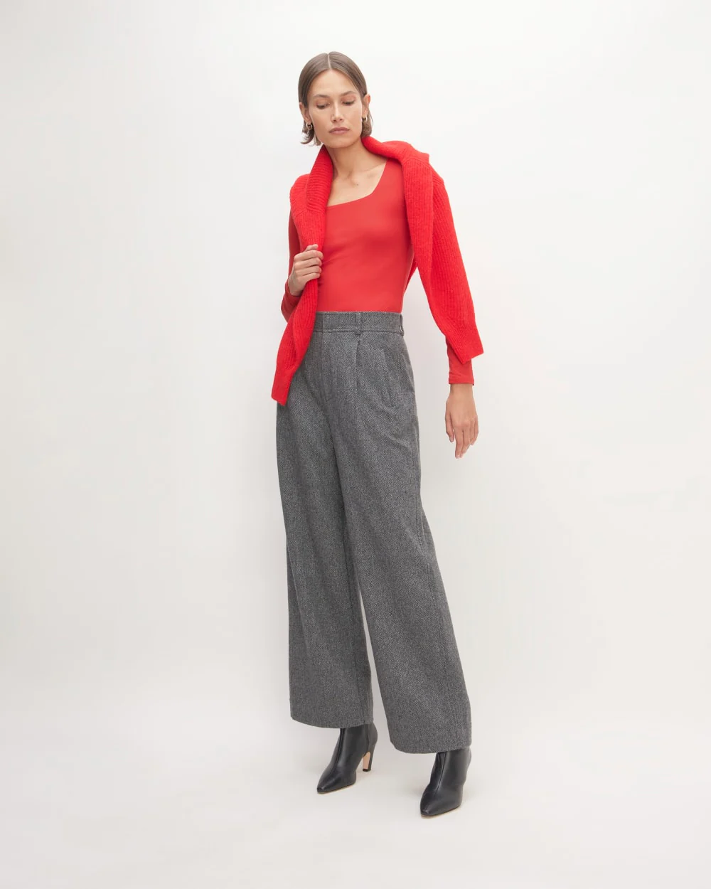 The Long-Sleeve Supima® Square-Neck Bodysuit | Goji Berry | Thong - Image 5