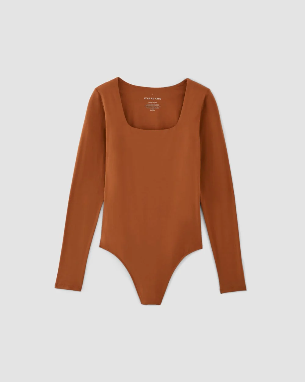 The Long-Sleeve Supima® Square-Neck Bodysuit | Honey | Thong - Image 2