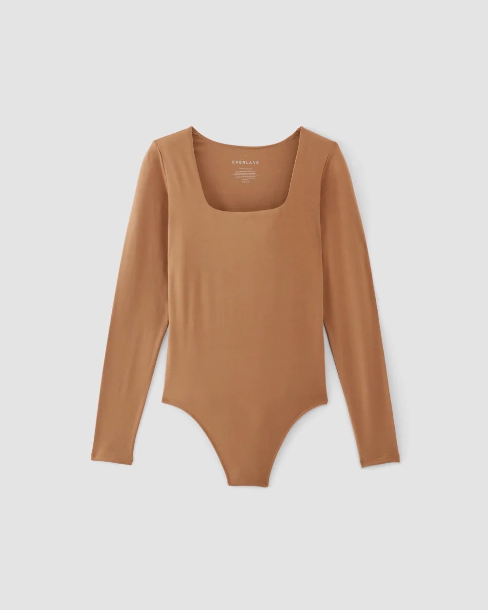 The Long-Sleeve Supima® Square-Neck Bodysuit | Tawny Brown | Thong - Image 2