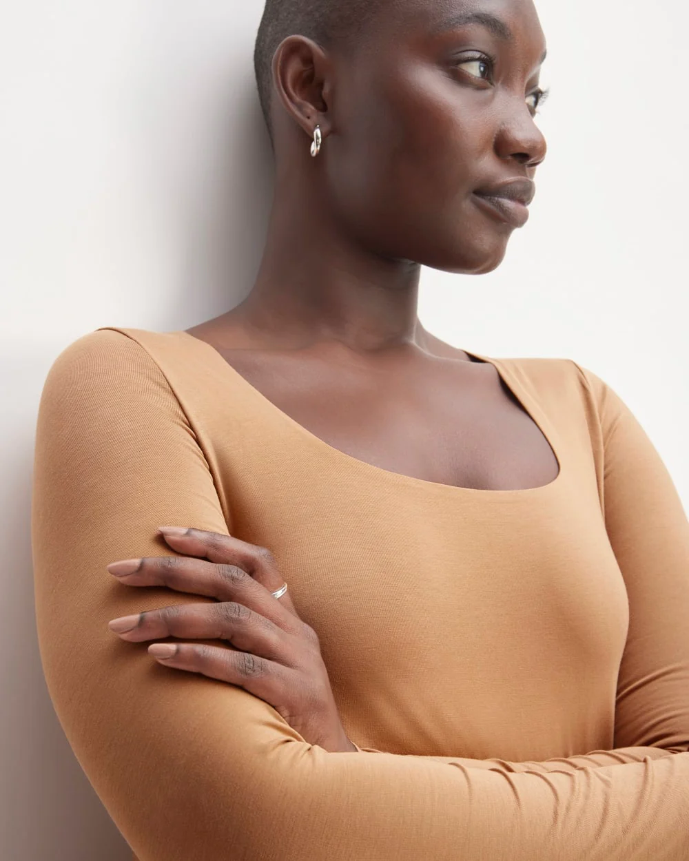 The Long-Sleeve Supima® Square-Neck Bodysuit | Tawny Brown | Thong - Image 4