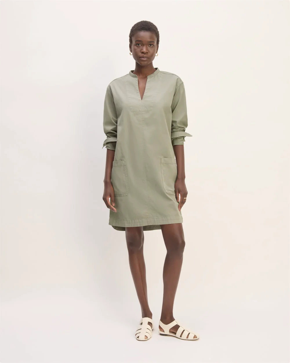 The Long-Sleeve Utility Mini Dress | Sage Green