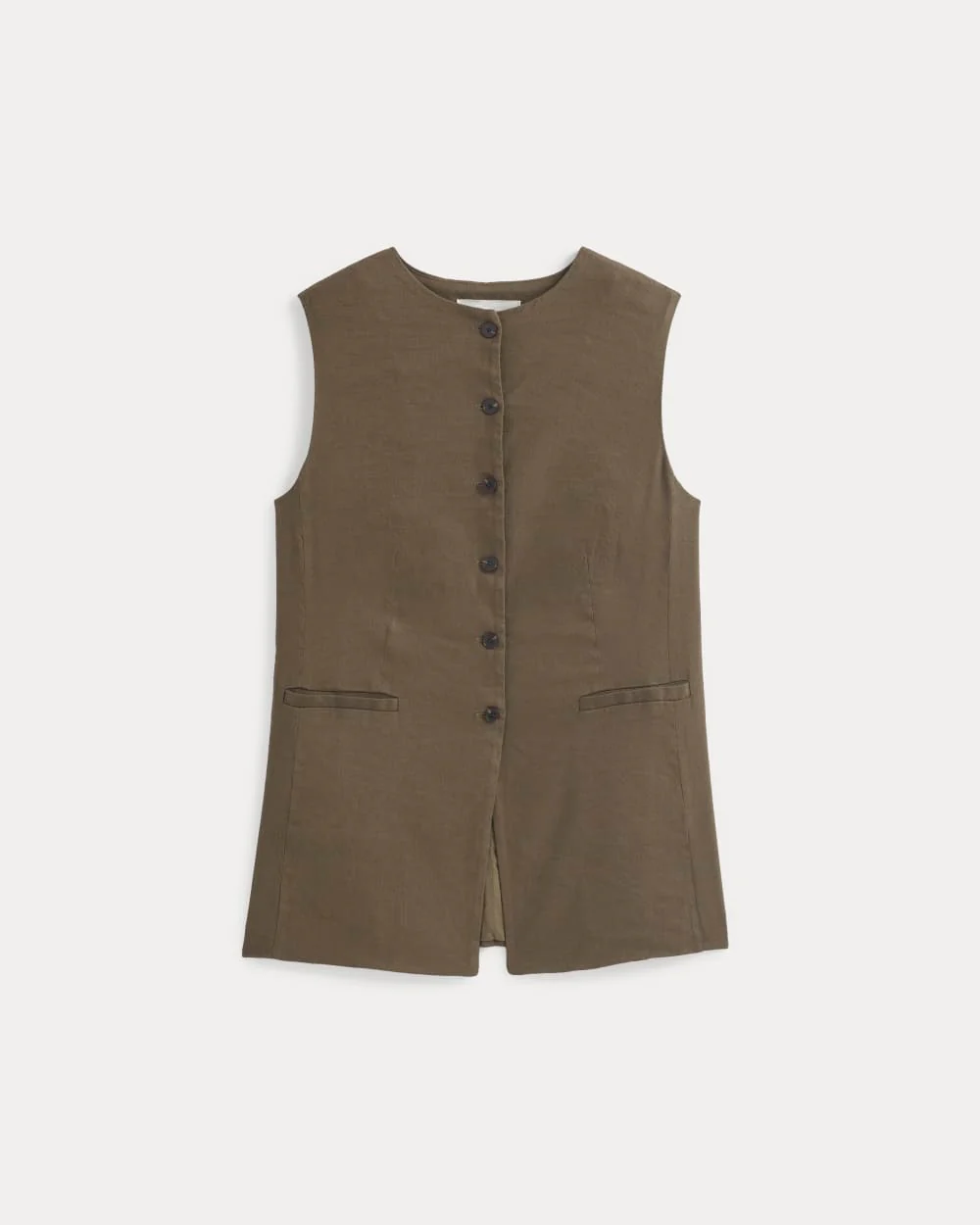 Long Vest in Stretch Linen | Beech - Image 2