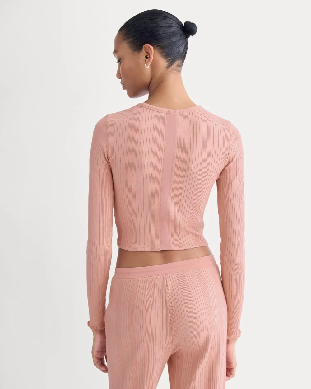 Lounge Rib Cropped Shirt | Ash Rose - Image 5