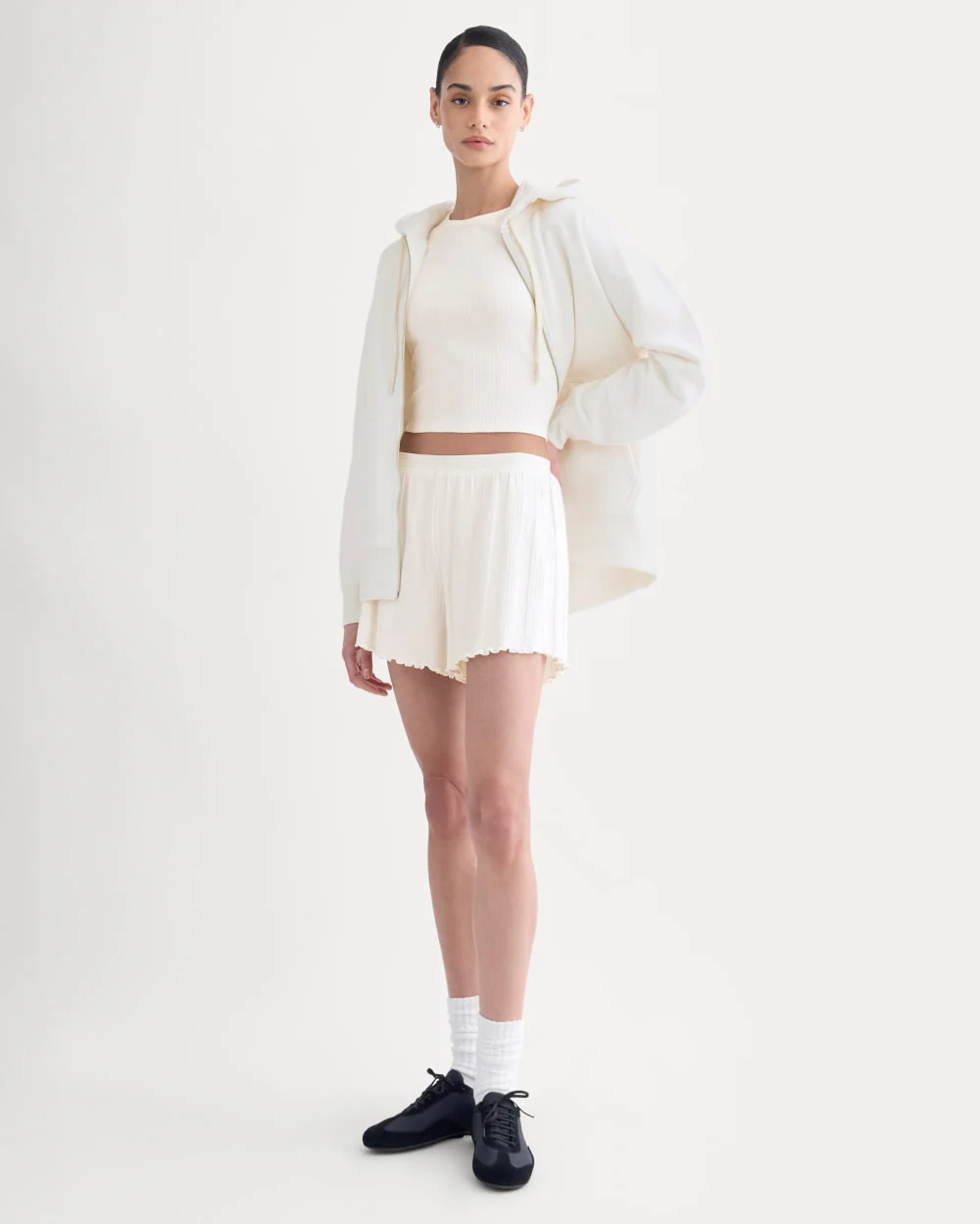 Lounge Rib Cropped Shirt | Bone - Image 3