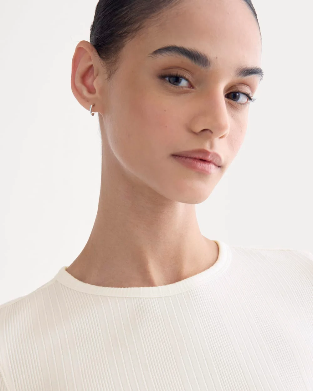 Lounge Rib Cropped Shirt | Bone - Image 4