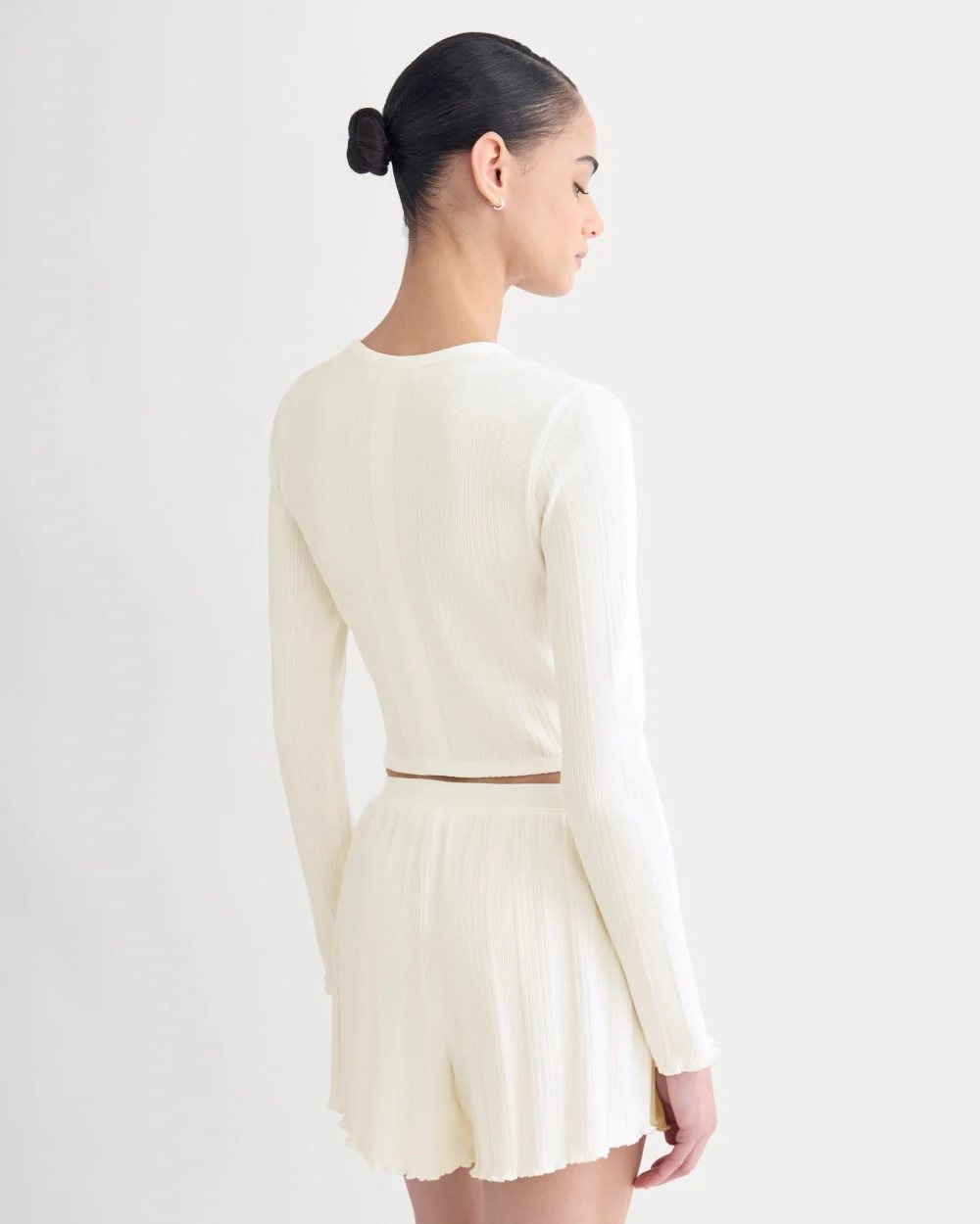 Lounge Rib Cropped Shirt | Bone - Image 5