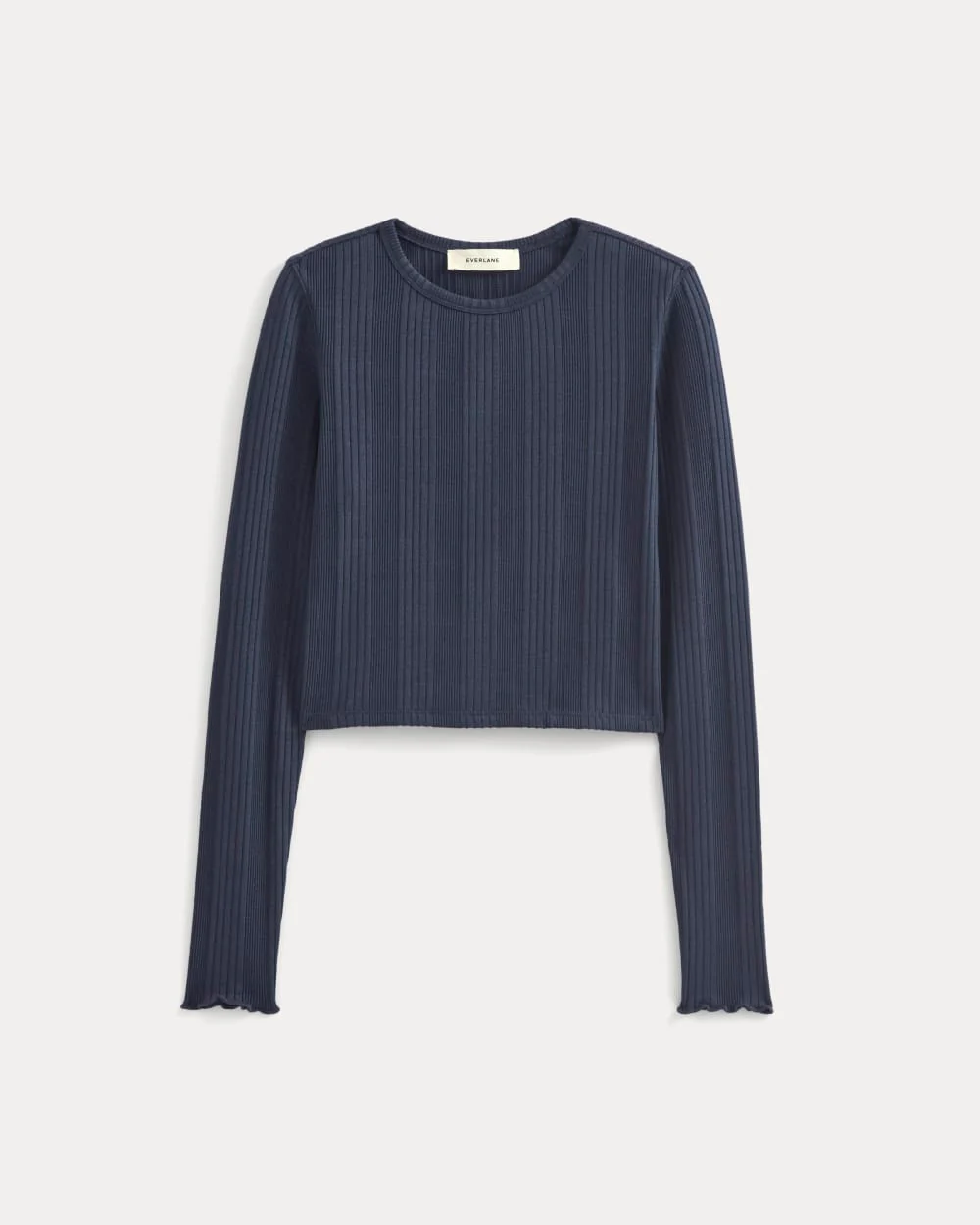 Lounge Rib Cropped Shirt | Navy - Image 2