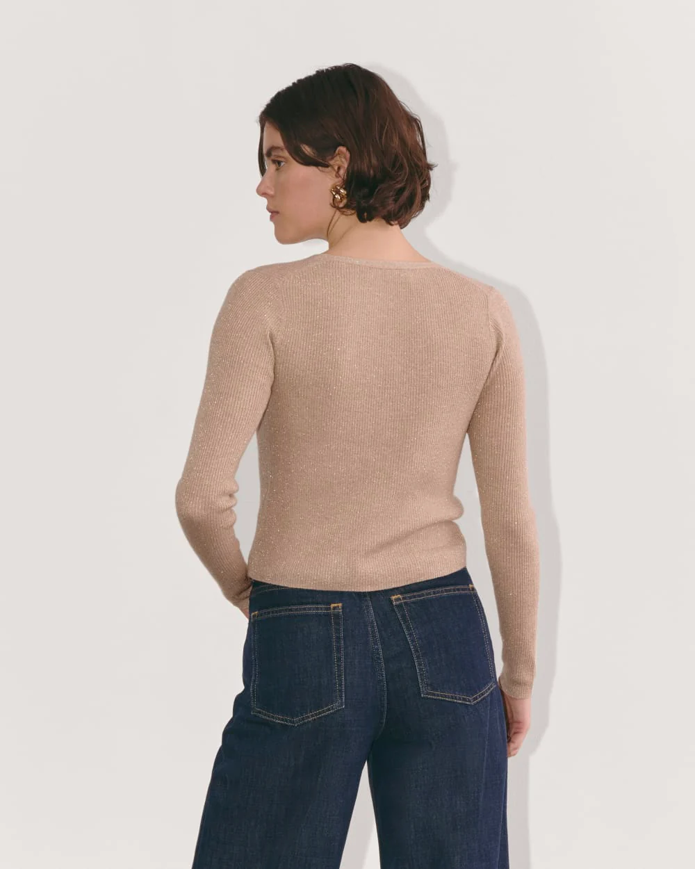 The Cardigan in Lurex Merino | Gold - Image 5