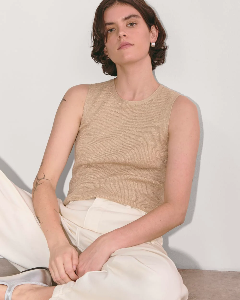The Tank in Lurex Merino | Gold - Image 4