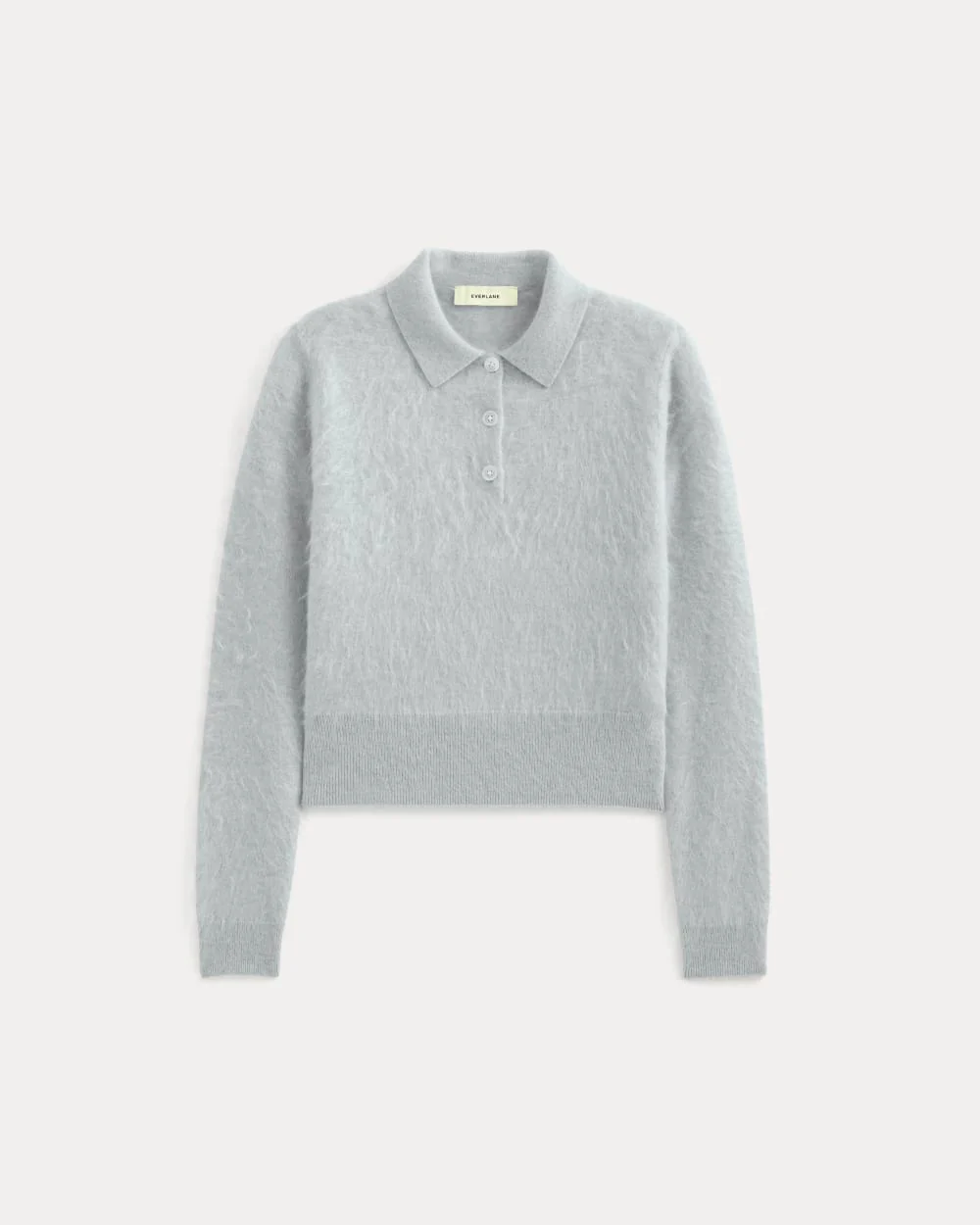Lush Cashmere Cropped Polo Sweater | Sanderling Gray - Image 2