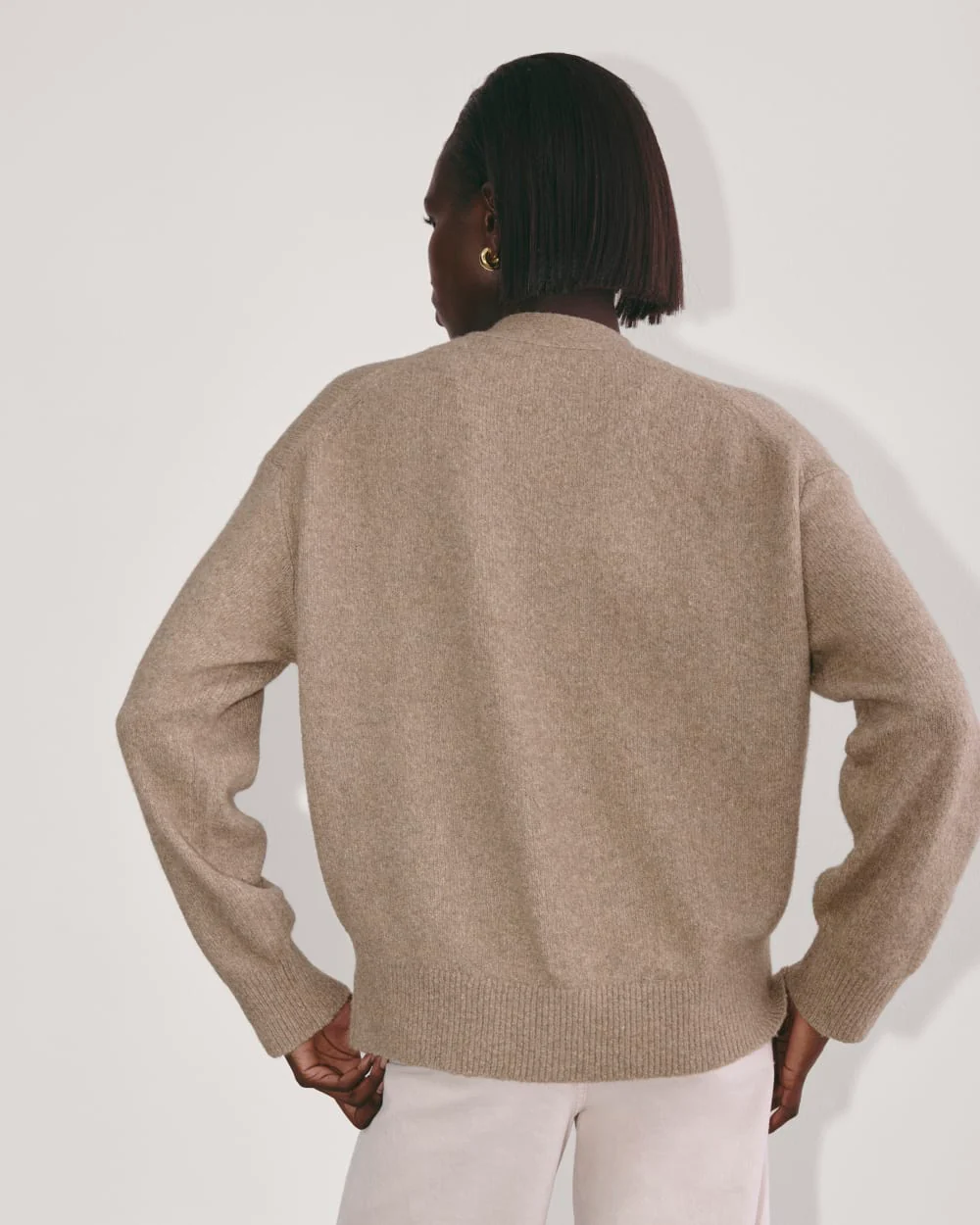 The Cocoon Cardigan in Plush Cotton | Heather Taupe - Image 6