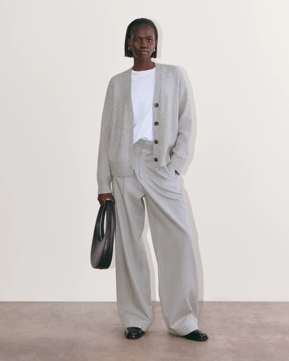 The Cocoon Cardigan in Plush Cotton | Heathered Grey - Image 4