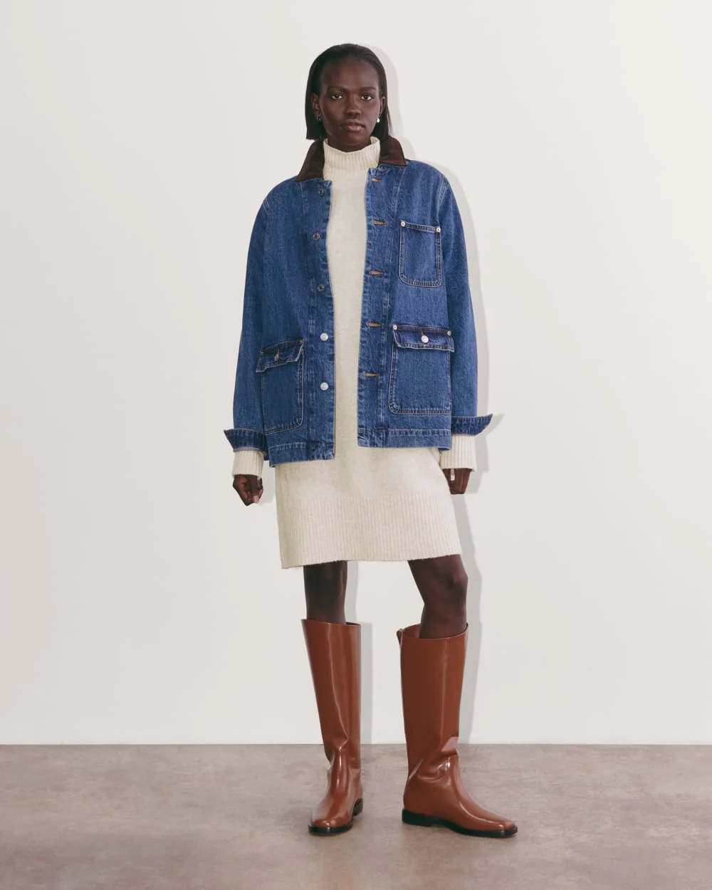 The Sweater Dress in Plush Cotton | Heathered Oat - Image 5