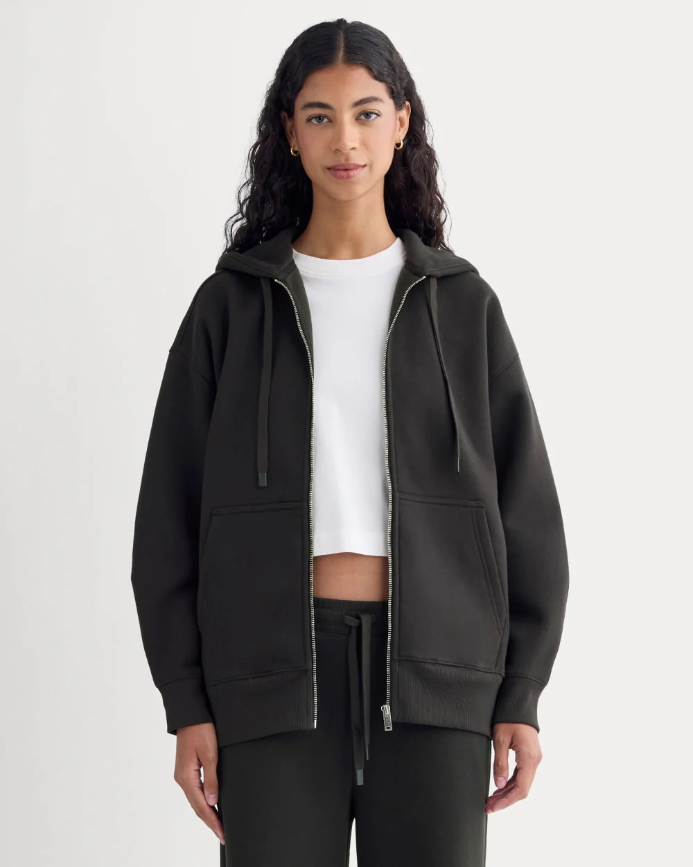 Luxe Fleece Oversized Full-Zip Hoodie | Black