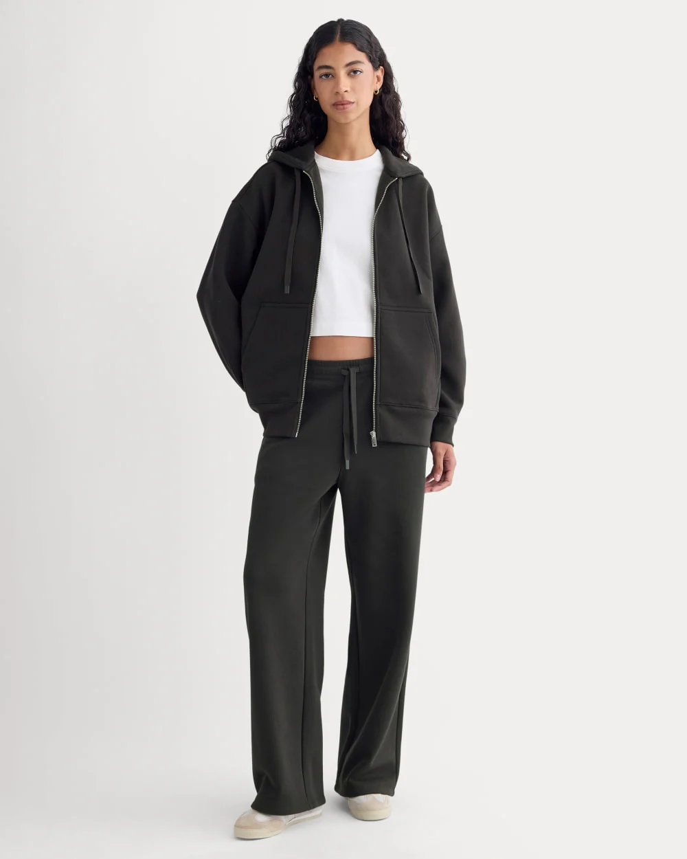 Luxe Fleece Oversized Full-Zip Hoodie | Black - Image 3
