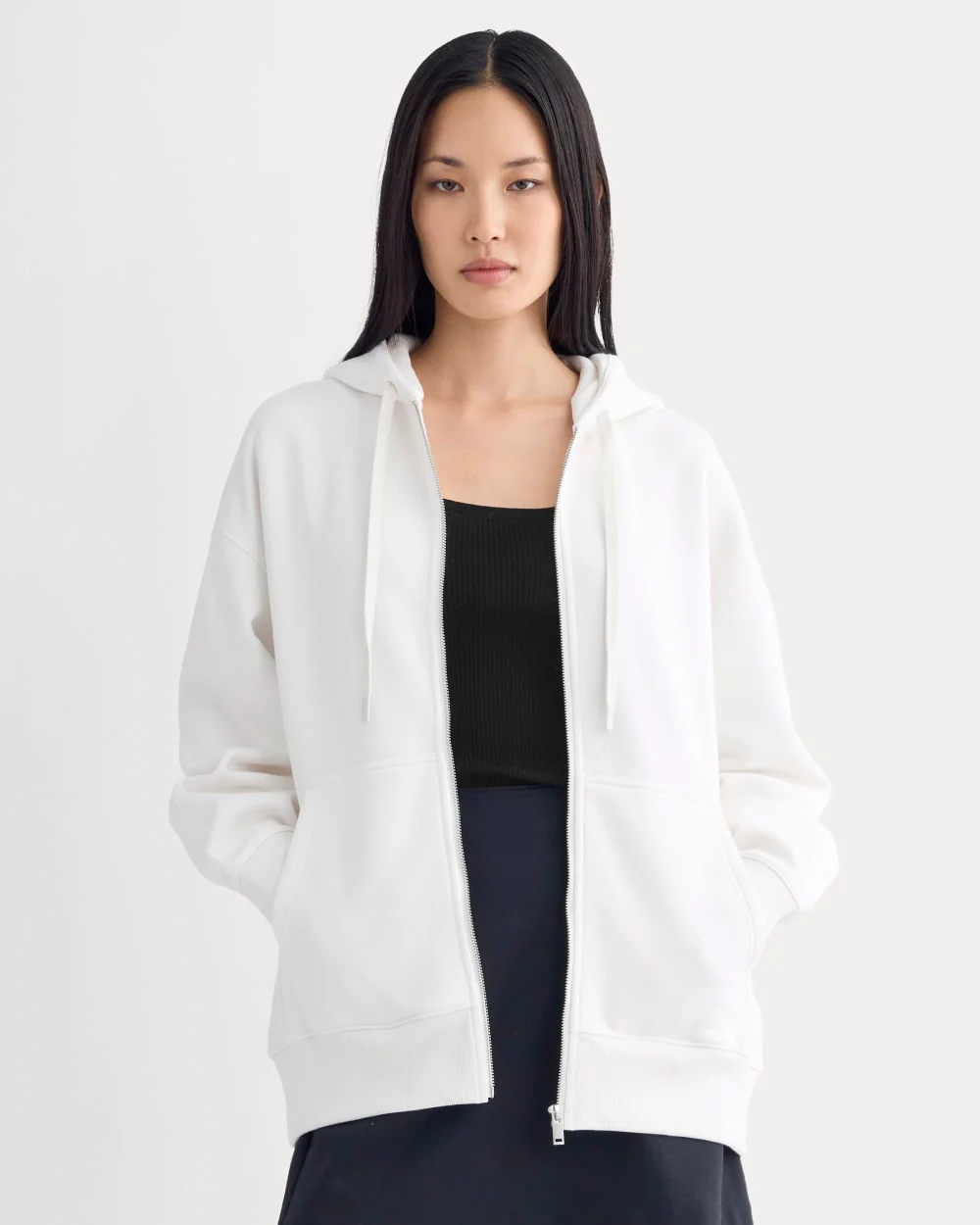 Luxe Fleece Oversized Full-Zip Hoodie | Bone
