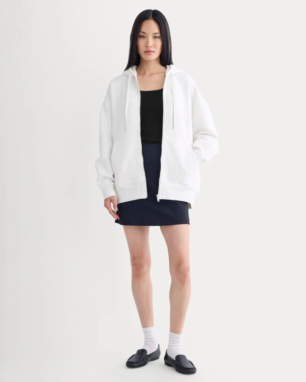 Luxe Fleece Oversized Full-Zip Hoodie | Bone - Image 3