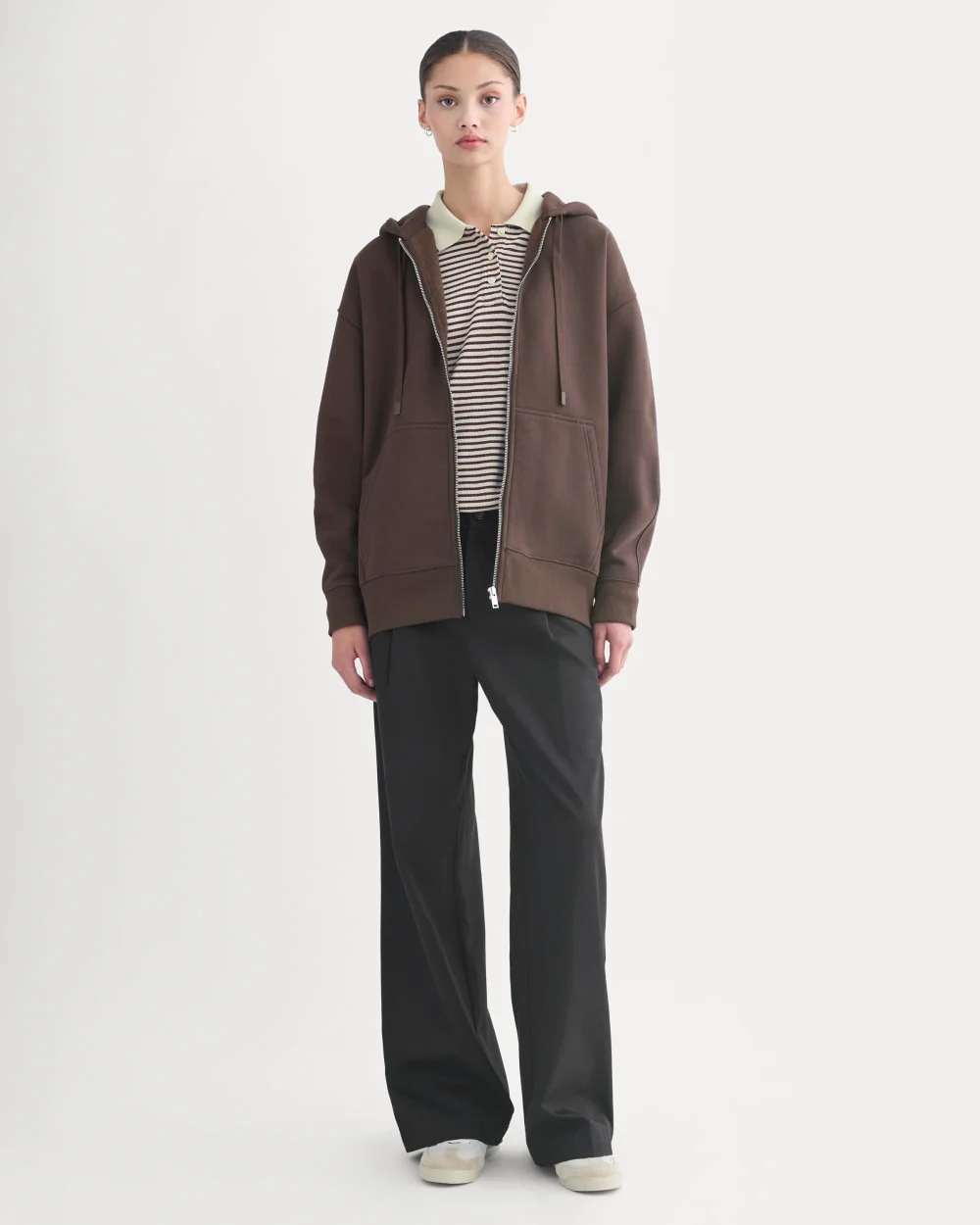 Luxe Fleece Oversized Full-Zip Hoodie | Dark Chocolate - Image 3