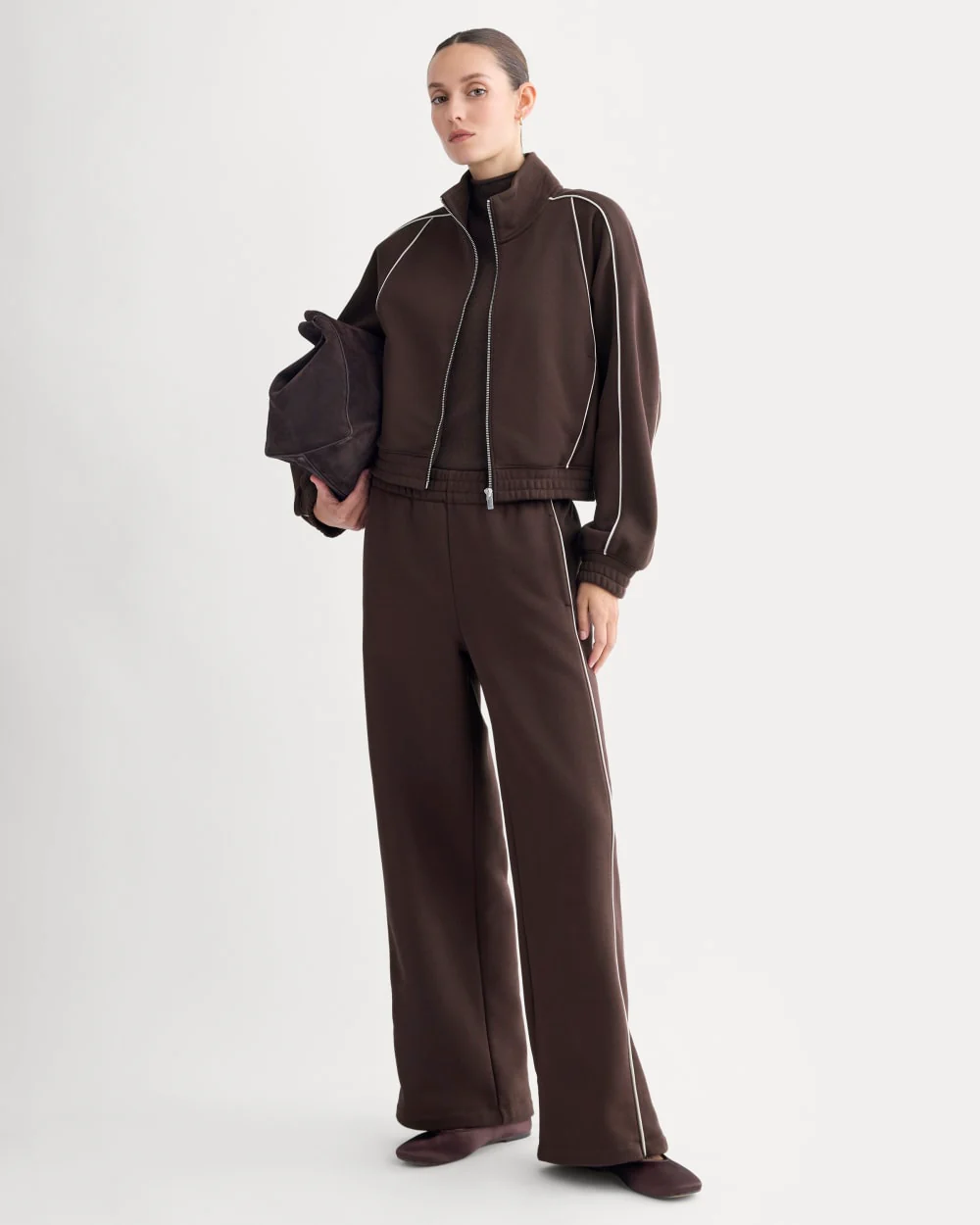 Luxe Fleece Track Jacket | Dark Chocolate - Image 3