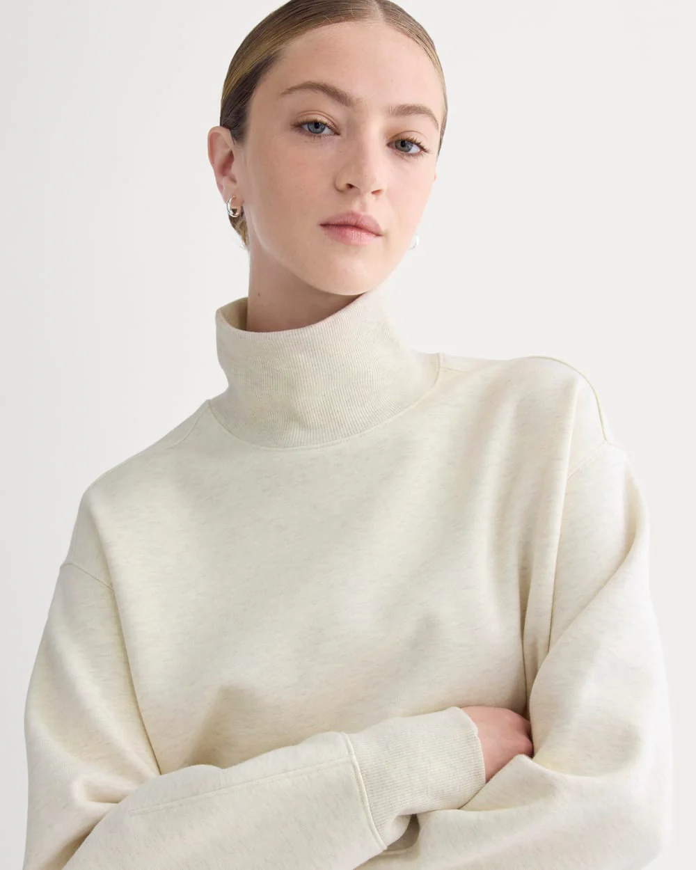 Luxe Fleece Turtleneck | Heathered Oat - Image 4
