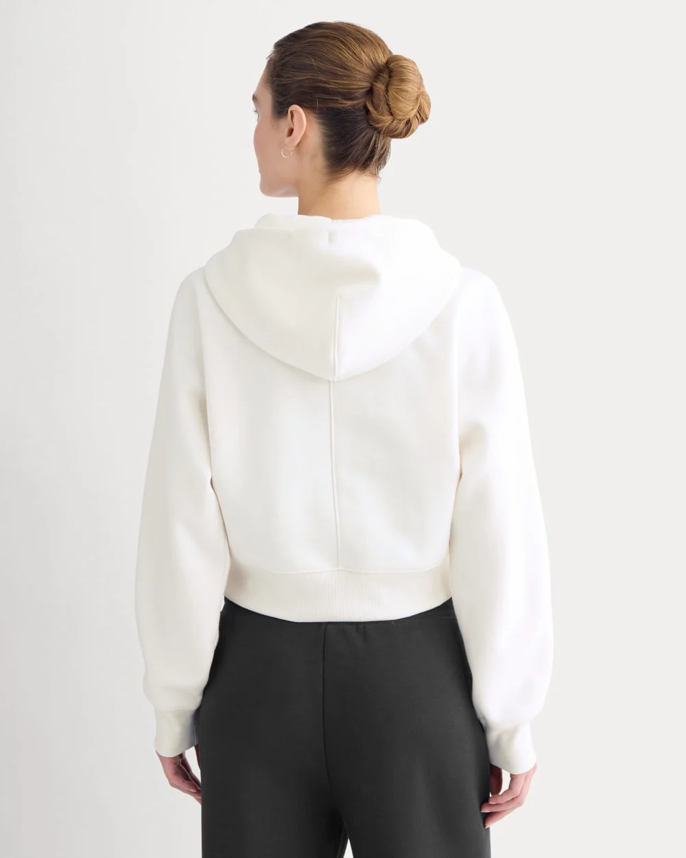 Luxe Fleece Full-Zip Cropped Hoodie | Bone - Image 5