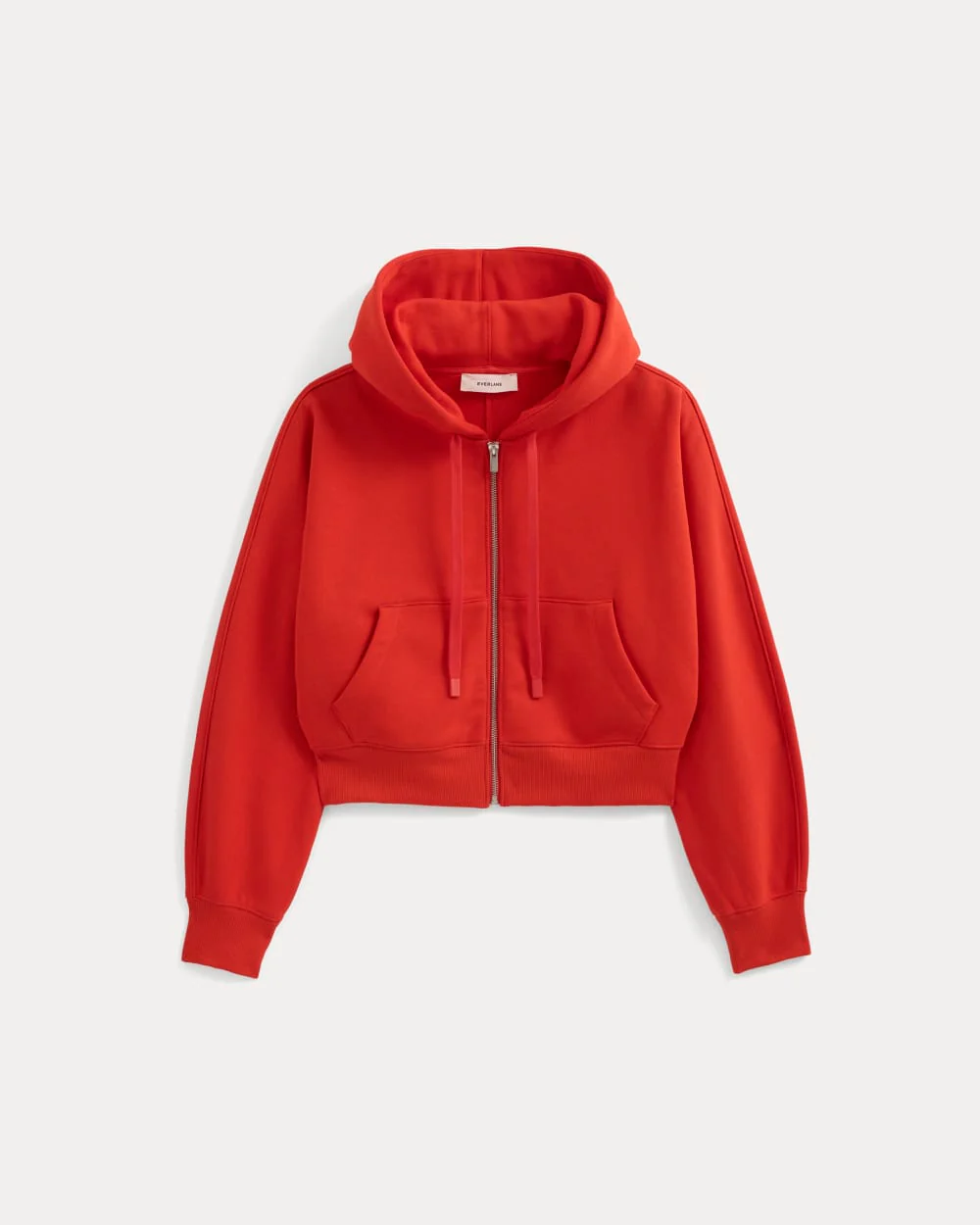 Luxe Fleece Full-Zip Cropped Hoodie | Fiery Red - Image 2