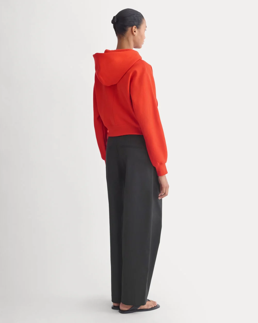 Luxe Fleece Full-Zip Cropped Hoodie | Fiery Red - Image 5