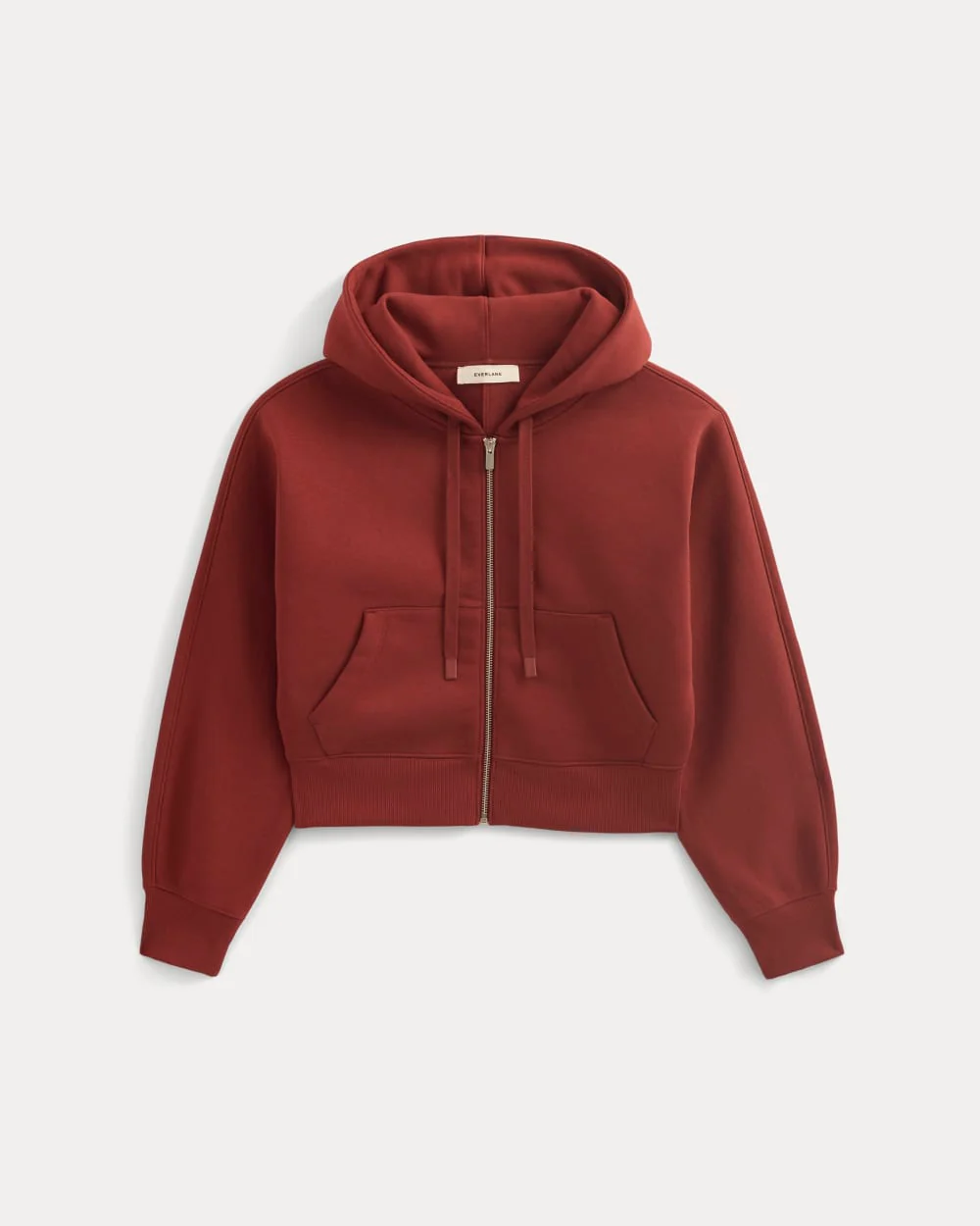 Luxe Fleece Full-Zip Cropped Hoodie | Merlot - Image 2