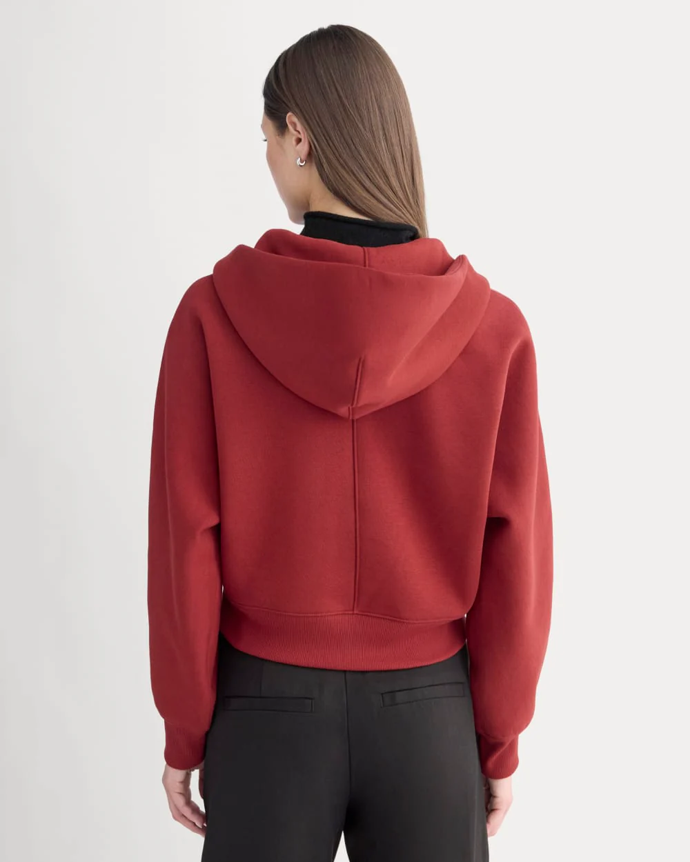 Luxe Fleece Full-Zip Cropped Hoodie | Merlot - Image 5