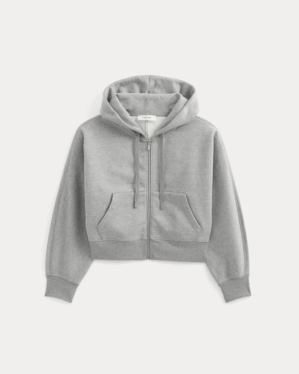 Luxe Fleece Full-Zip Cropped Hoodie | Vintage Heather Grey - Image 2