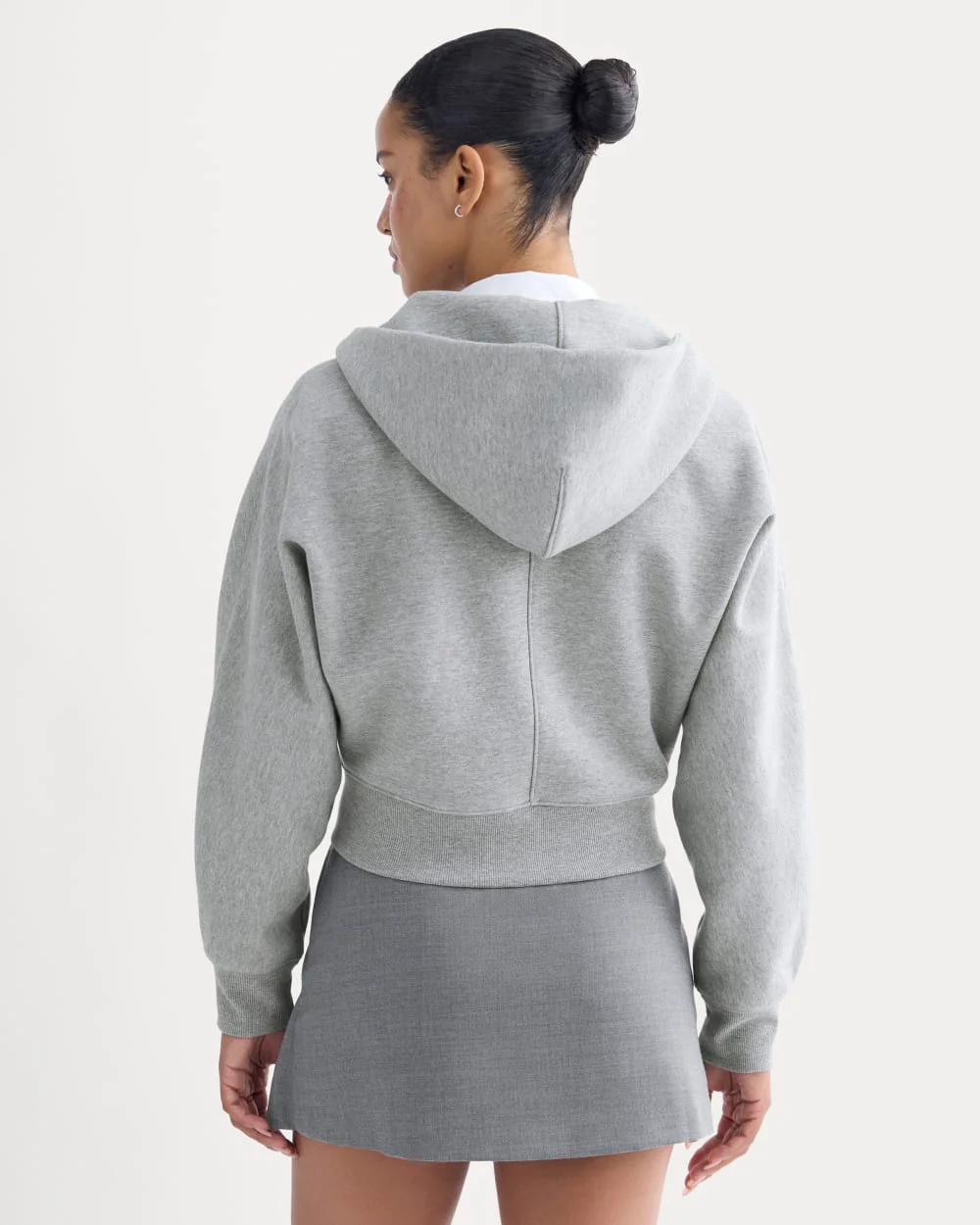 Luxe Fleece Full-Zip Cropped Hoodie | Vintage Heather Grey - Image 5