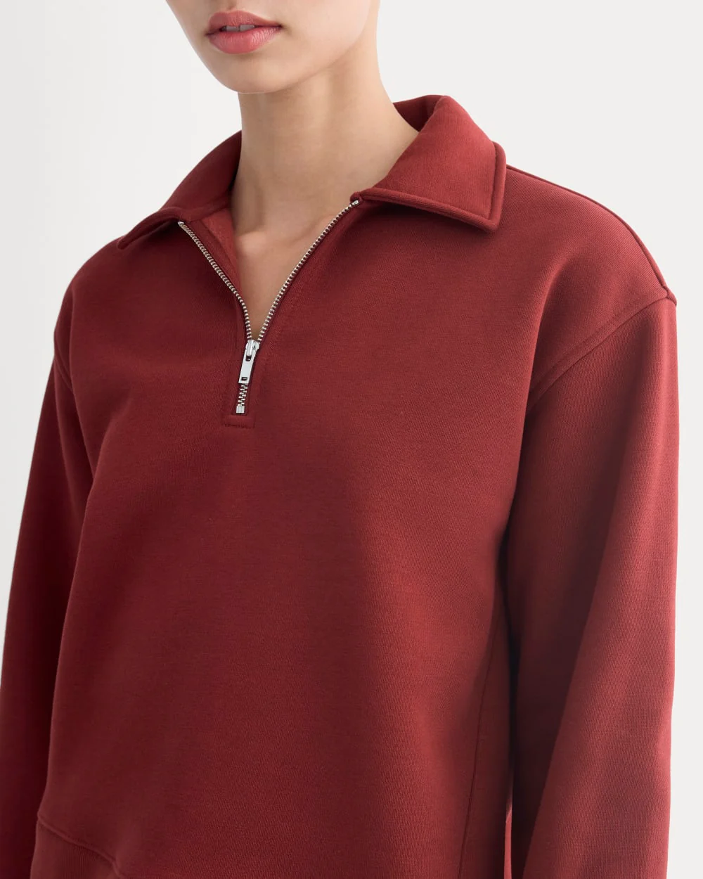Luxe Fleece Zip Polo | Merlot - Image 4